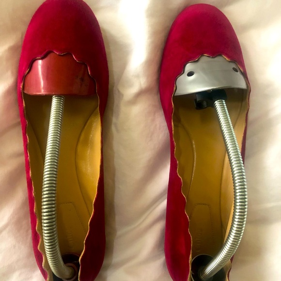 Chloe Raspberry Suede flats - Picture 2 of 6